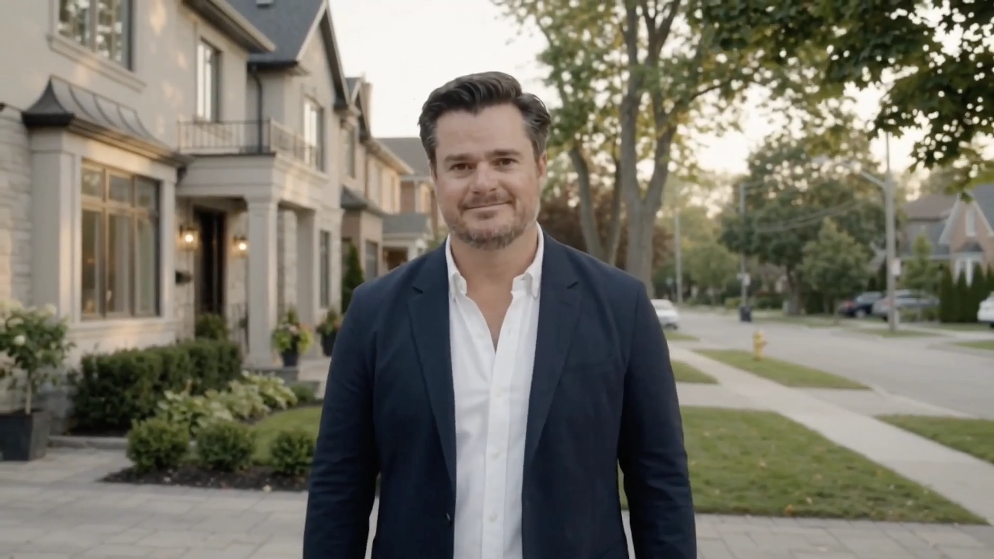 Fraser Wilson walking through a Canadian neighbourhood